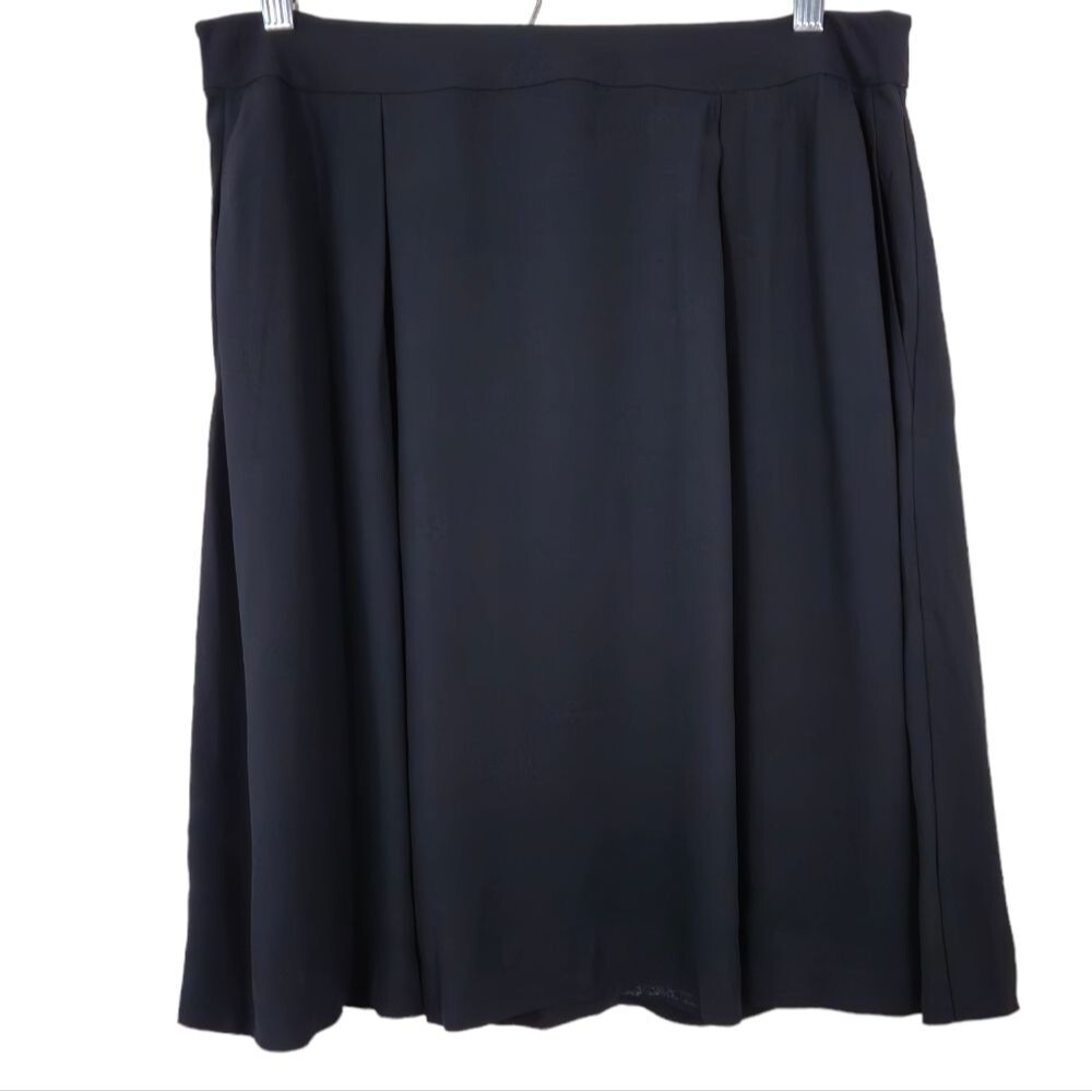 Eileen Fisher 100% Silk Black A Line Skirt womens size Small